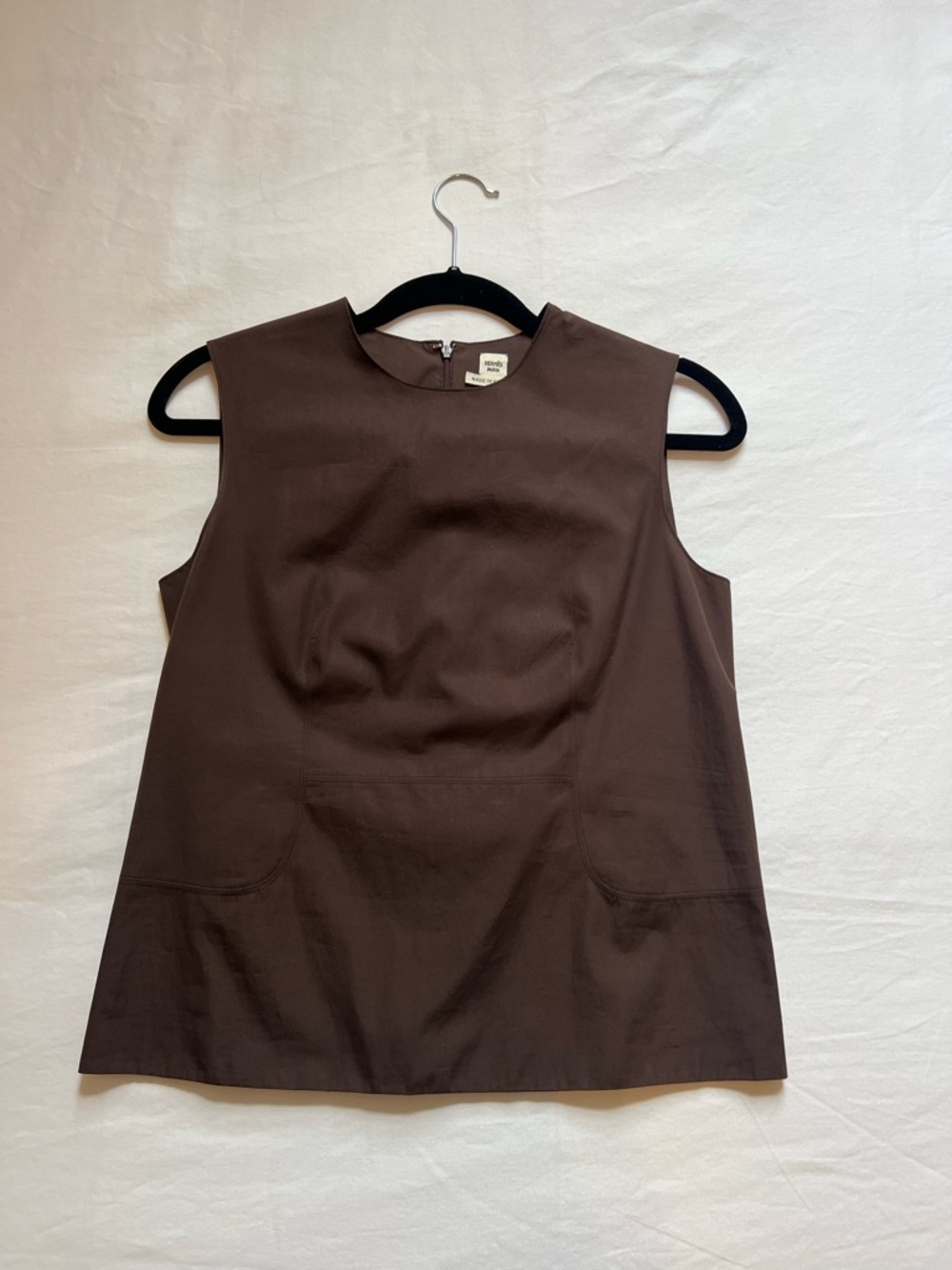 HERMES Gaultier Era Sleeveless Blouse Boxy Brown Size 34 - Picture 6 of 8